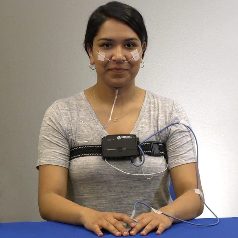 Sleepmate 수면 진단 센서를 착용한 환자